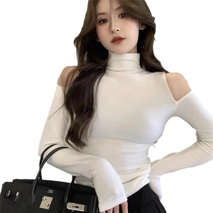 Half Turtleneck Bottoming Shirt Off-the-shoulder Hollow-out Inner Wear