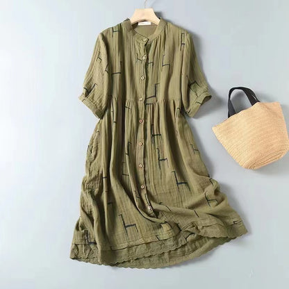 Korean Style Double-layer Cotton Yarn Retro Dress Women