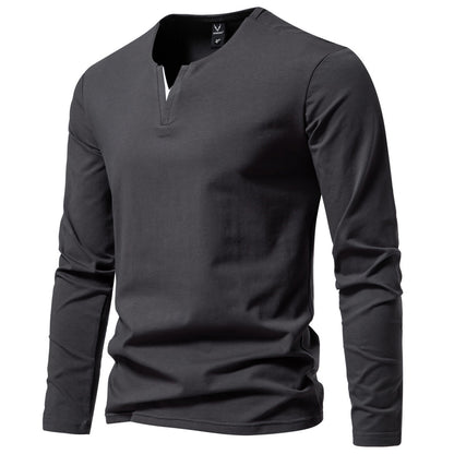 Men's V-neck Long Sleeve T-shirt Bottoming Shirt