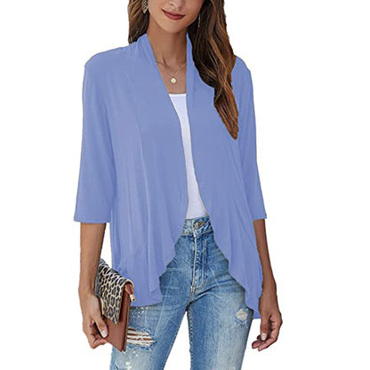 Solid Color Cardigan Coat Ruffle Top