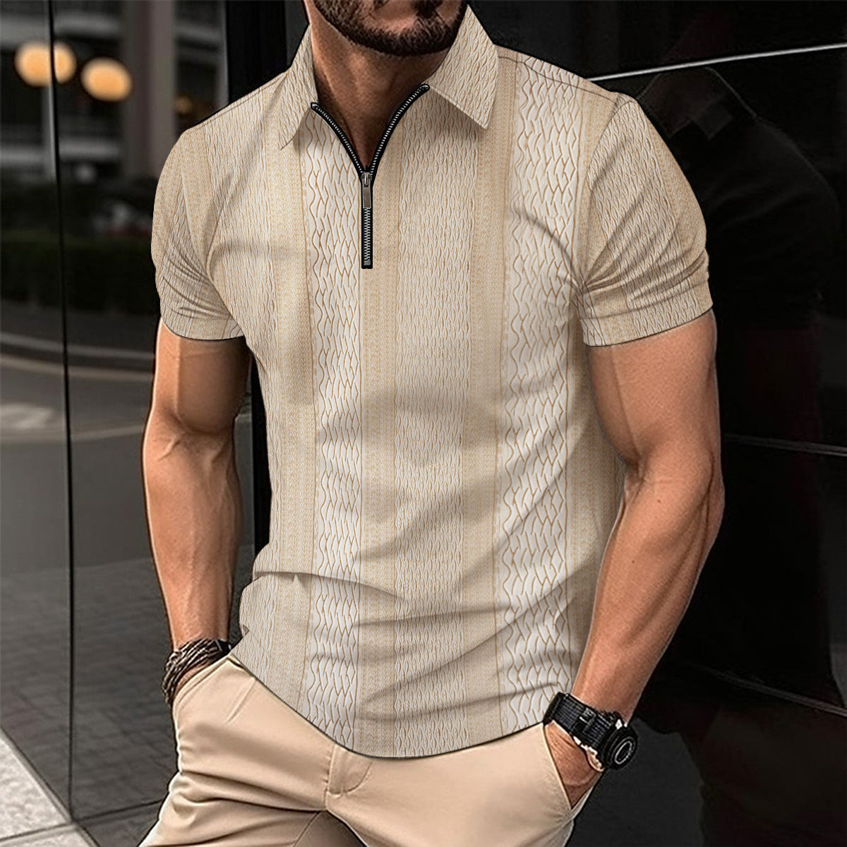 Men's Printing Lapel Button Polo Shirt