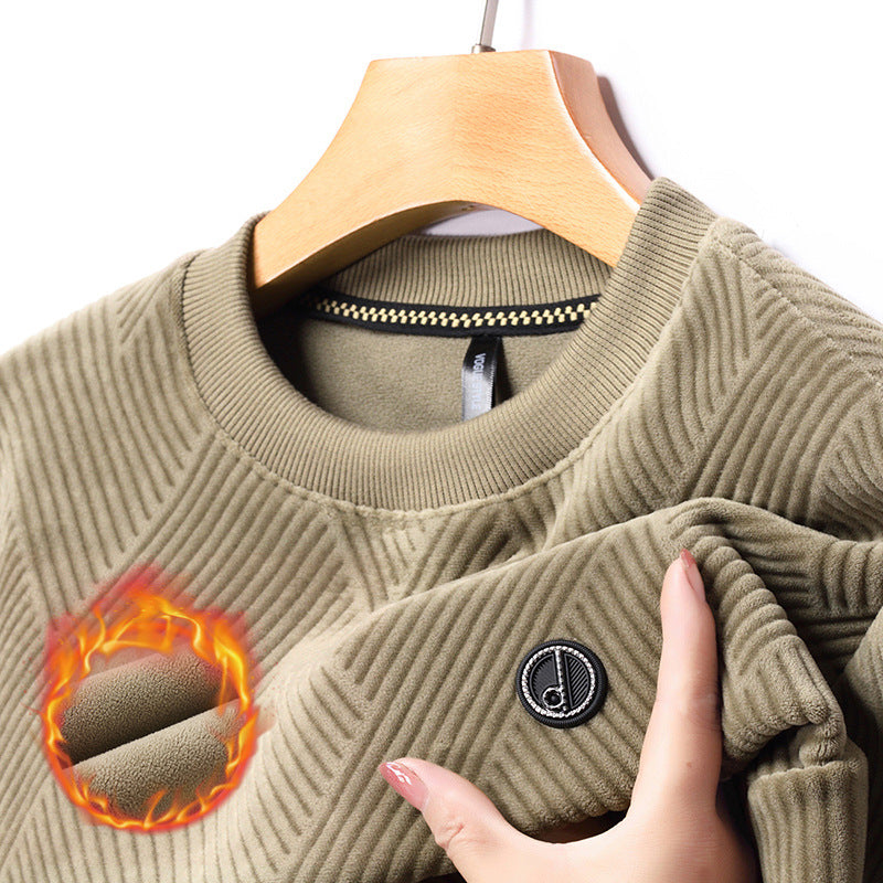 Men's Fleece-lined Thick Round Neck Thermal Bottoming Shirt