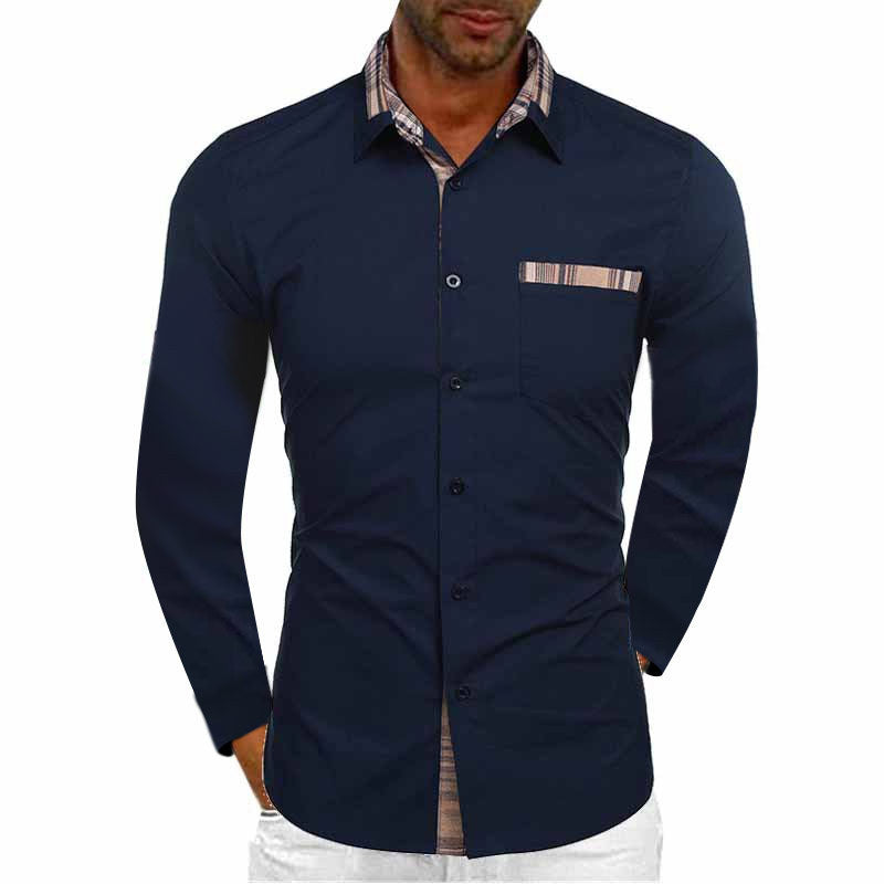 Men's Fashion Casual Solid Color Long Sleeve Shirt