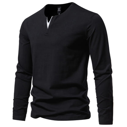 Men's V-neck Long Sleeve T-shirt Bottoming Shirt