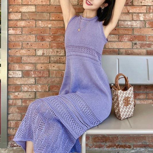 Waist-tight Sleeveless Long Jumper Dress Women