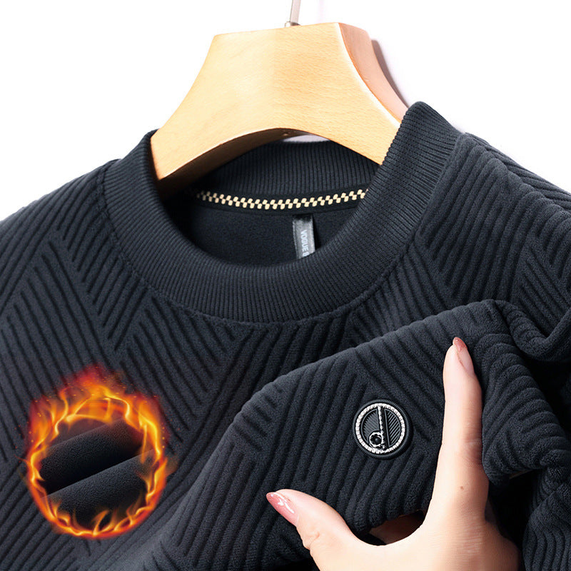 Men's Fleece-lined Thick Round Neck Thermal Bottoming Shirt