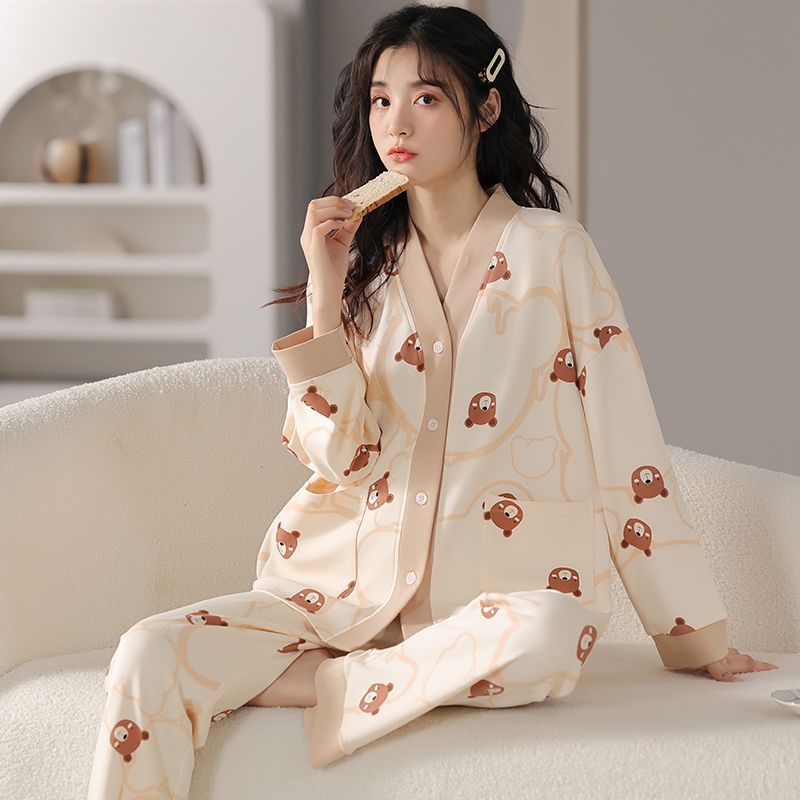 Men's And Women's Fashion Casual Printing Cartoon Bear Homewear