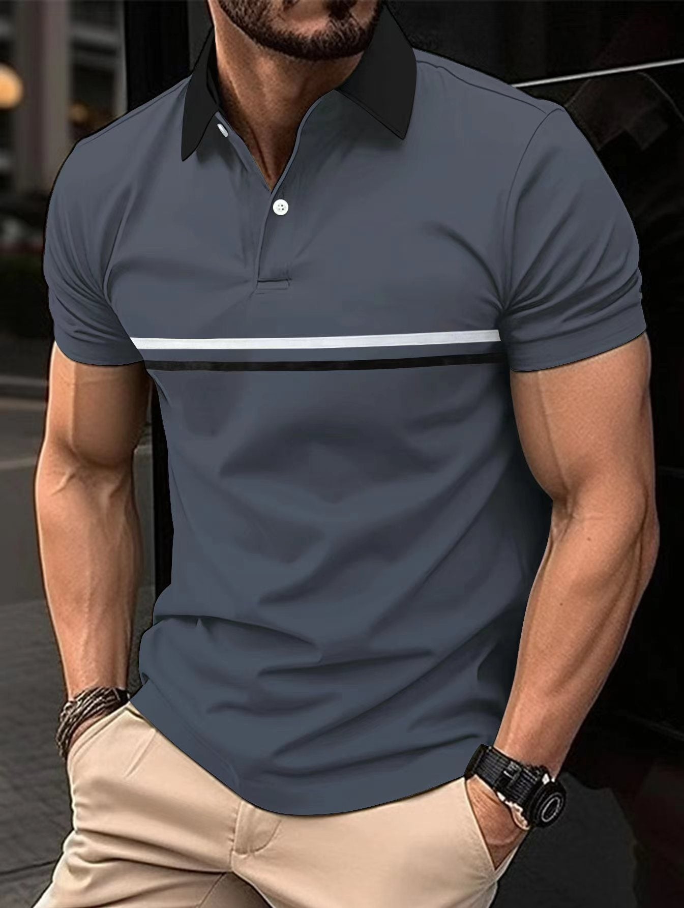 Polo Shirt Button Stitching Men's Sports