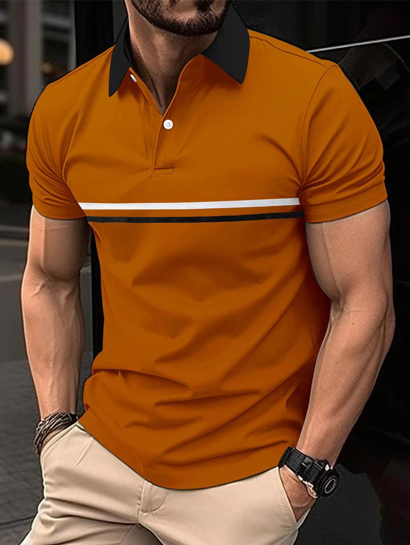 Polo Shirt Button Stitching Men's Sports