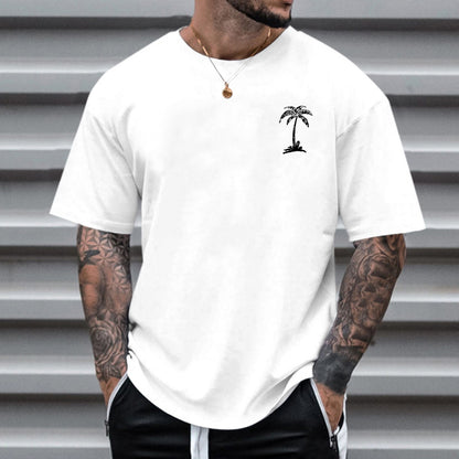 Men's Round Neck Printed Simple Pullover Short Sleeve T-shirt