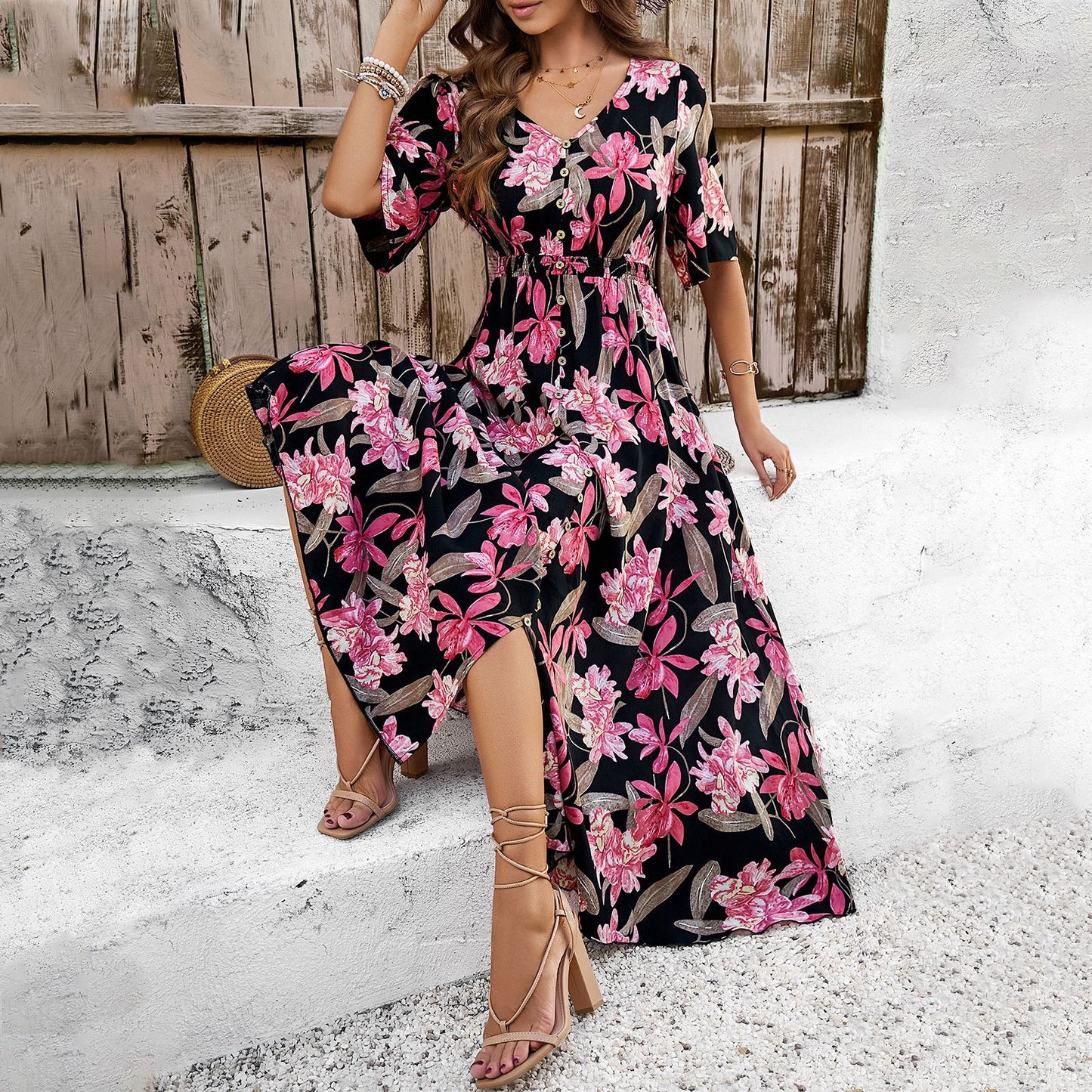 Women's Fashion Vacation Casual Printed Large Swing Dress