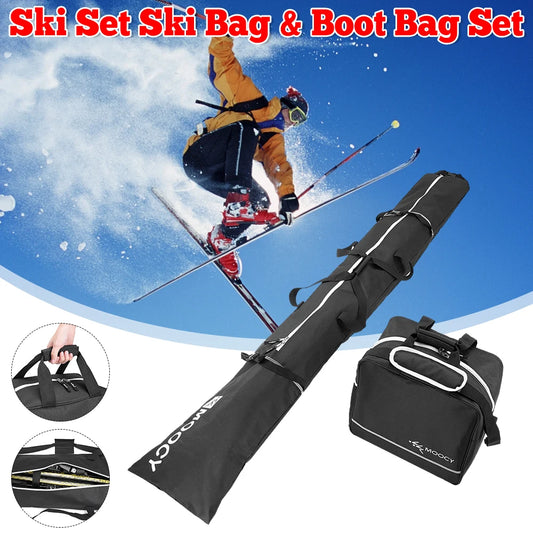 2Pcs Ski Bag And Ski Boot Bags Waterproof Ski Duffle Bag&Boot Tote Set Snowboard And Boot Storage Bag Winter Skiing Accessories