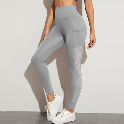 Femmes jambières d'exercices Fitness sans couture maille Sport poche Legging Femme mode taille haute Leggings femmes Yoga pantalons de course