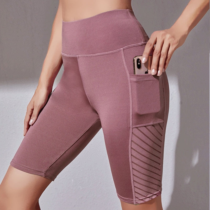 Femmes jambières d'exercices Fitness sans couture maille Sport poche Legging Femme mode taille haute Leggings femmes Yoga pantalons de course