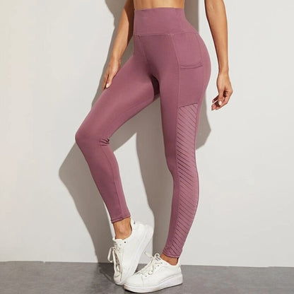 Femmes jambières d'exercices Fitness sans couture maille Sport poche Legging Femme mode taille haute Leggings femmes Yoga pantalons de course