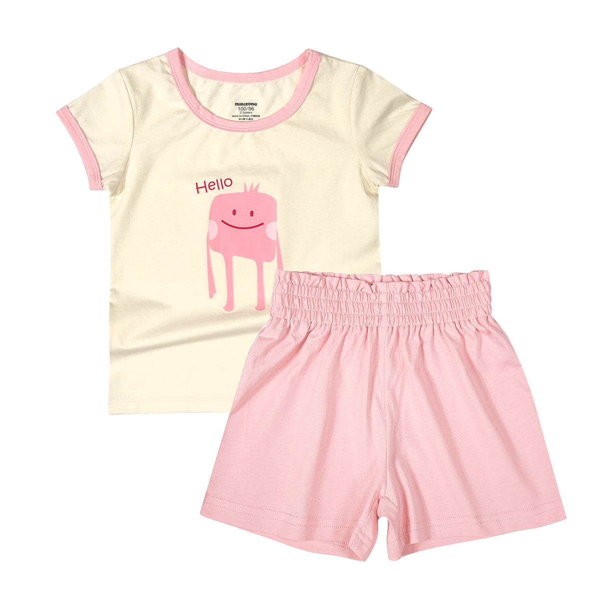 Minizone – costume à manches courtes pour filles, Short trapèze en pur coton, confortable, léger, pour bébé, Style étranger, été