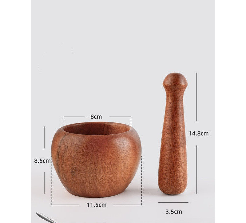 Wooden Manual Garlic Crusher Jar Grinding Mortar