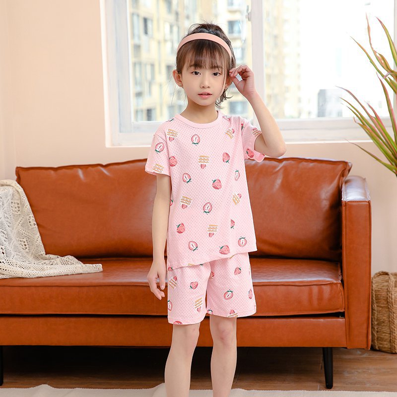 Children's Fashion Casual Cotton Print Short Sleeve Suit