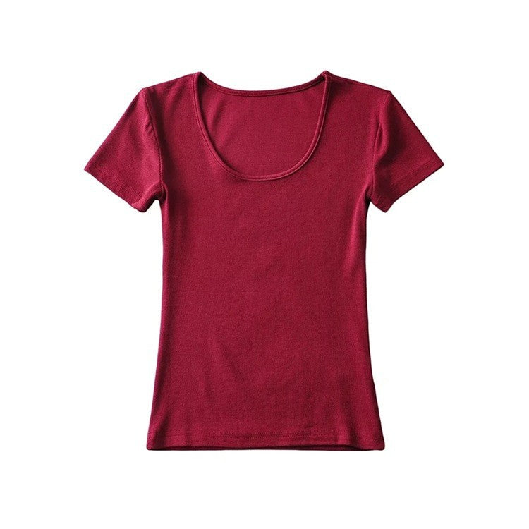 Women's Solid Color Round Neck Pullover Short Sleeve T-shirt