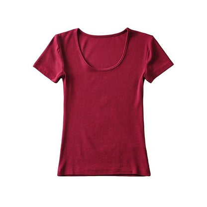 Women's Solid Color Round Neck Pullover Short Sleeve T-shirt