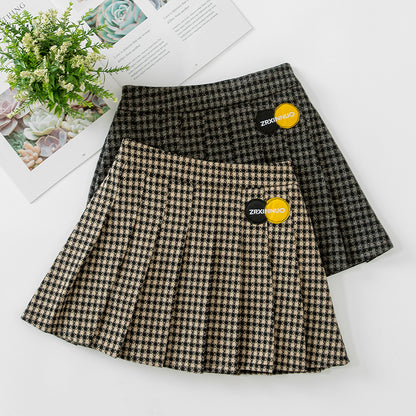 Autumn And Winter New Style Western Children Plaid Pleated Skirt