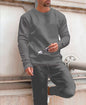 Solid Color Digital Printed Round Neck Sweater Trousers Men's Suit