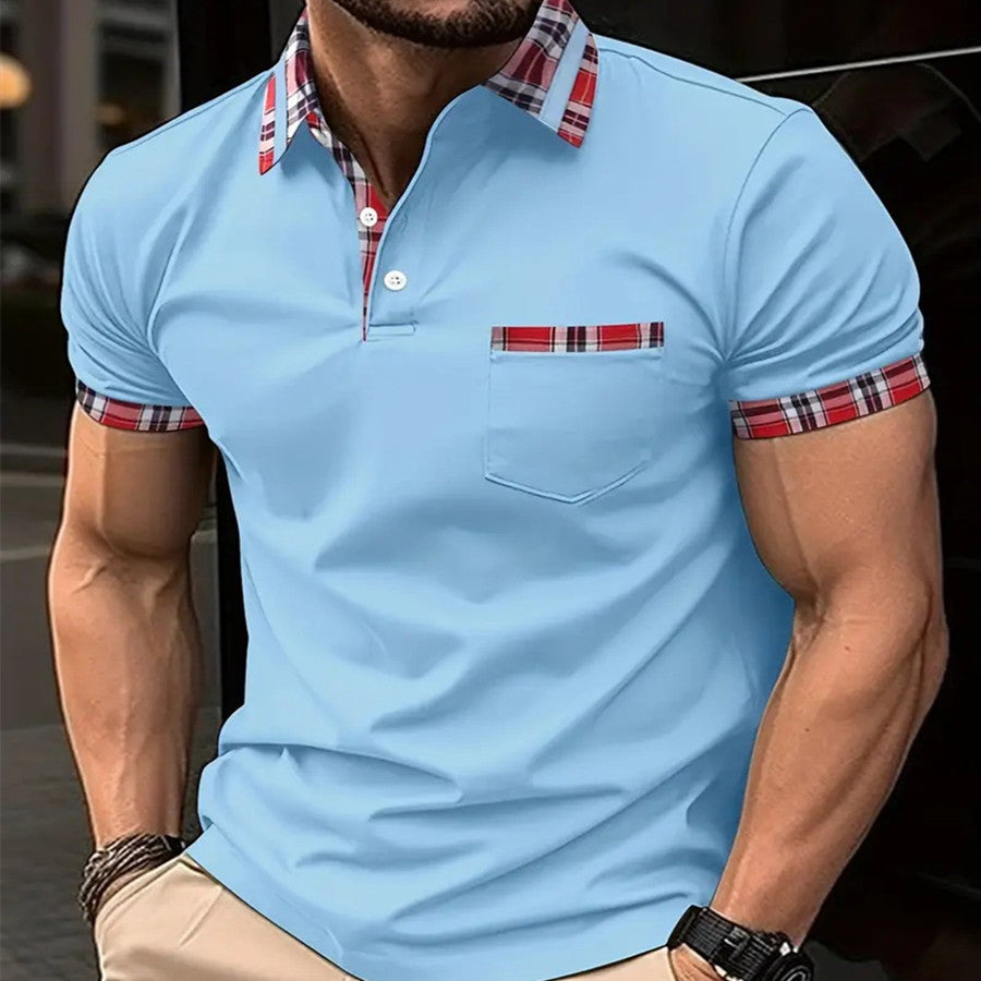 Summer Men's Button Pocket Sports T-shirt