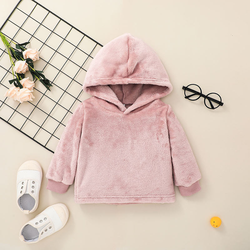 Autumn And Winter Baby Hooded Tops Two-piece Suit