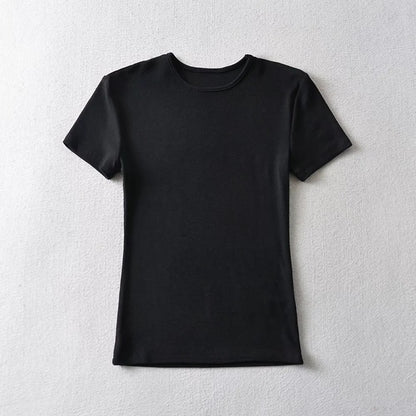 Women's Solid Color Round Neck Pullover Short Sleeve T-shirt