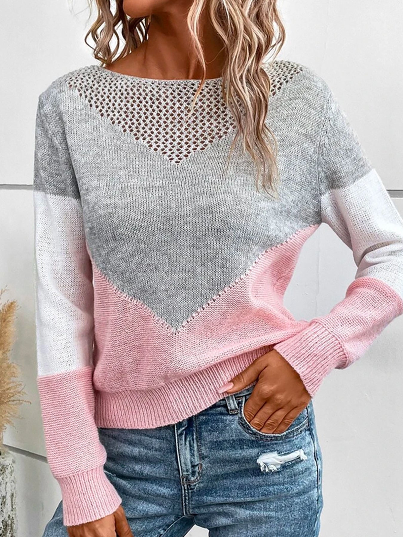 Women's Contrast Color Bottoming Pullover Sweater