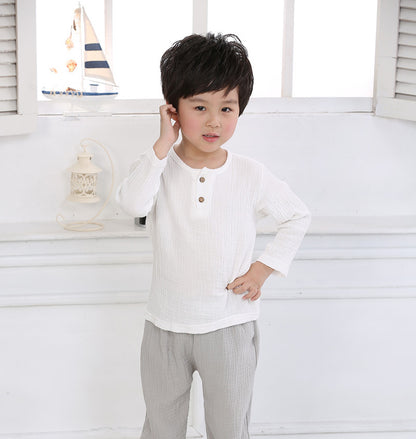 Boys' Short-sleeved Cotton And Linen T-shirts For Children's Tops