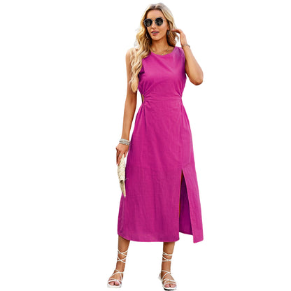 Women's Summer Solid Color Sleeveless Dress