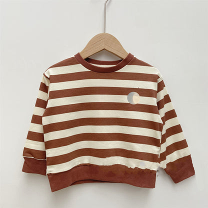 Sweat-shirt en coton imprimé mignon pour enfants, haut souple pour bébé