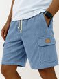 Versatile 3D Bag Mens Drawstring Corduroy Side-Pocket Shorts