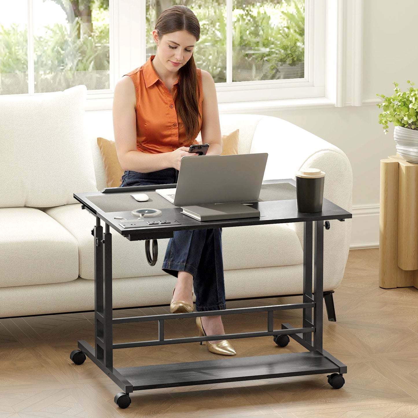 Adjustable Standing Desk with Power Outlets