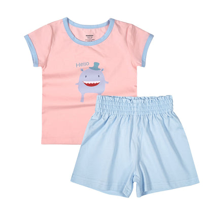 Minizone – costume à manches courtes pour filles, Short trapèze en pur coton, confortable, léger, pour bébé, Style étranger, été