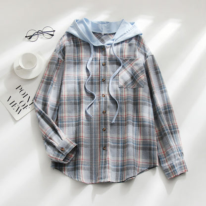 Hooded Breasted Casual Shirt Pullover