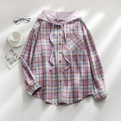 Hooded Breasted Casual Shirt Pullover