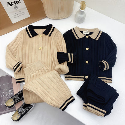 Knitted Two-piece Girl's Sweater Children's Suit