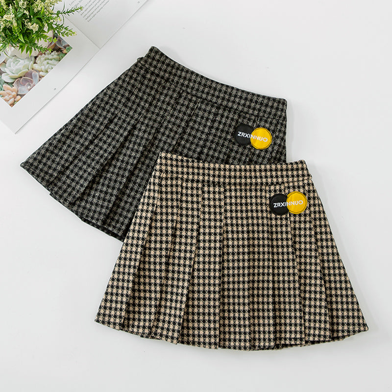 Autumn And Winter New Style Western Children Plaid Pleated Skirt