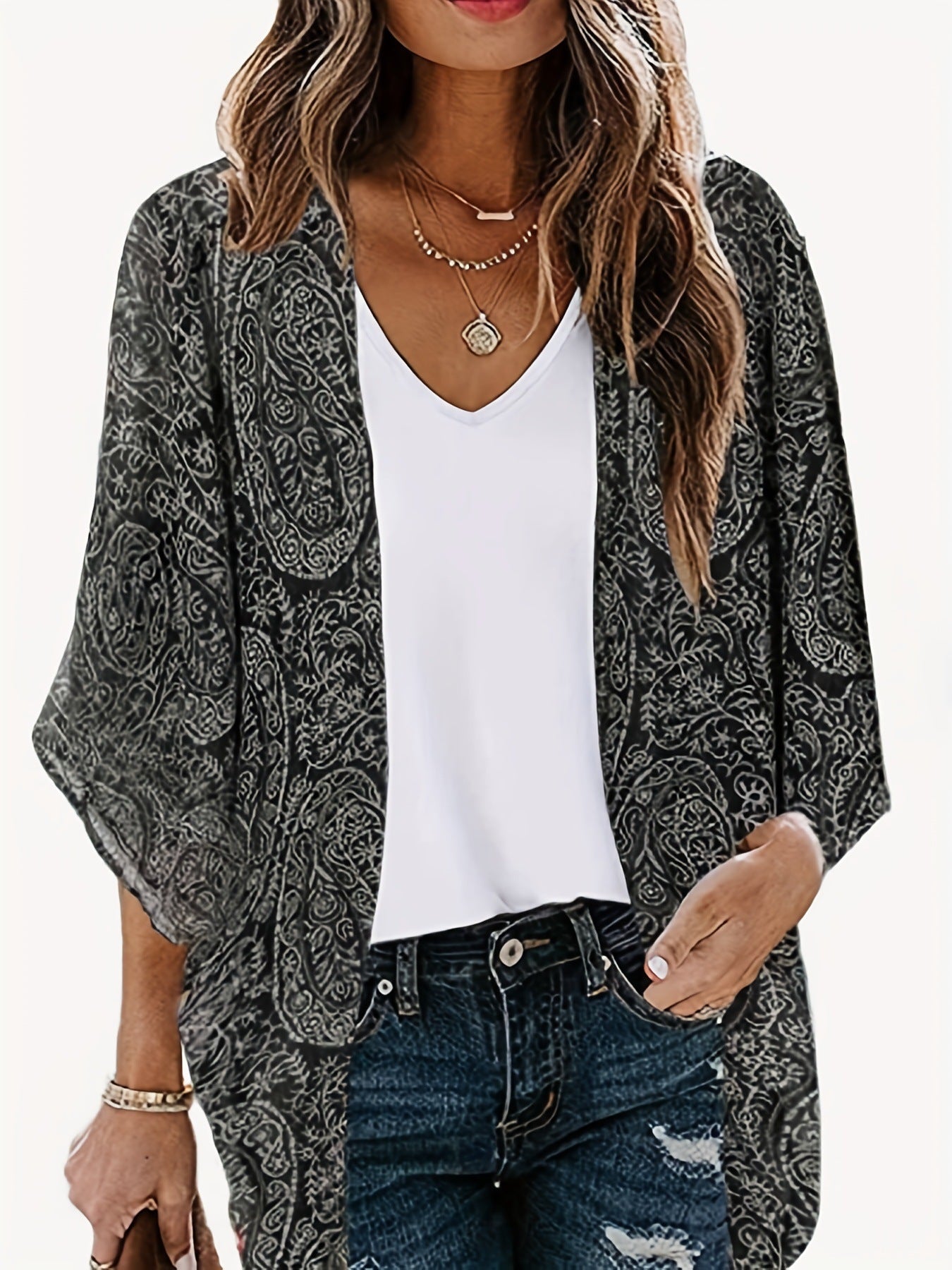 Beach Sun Protection Printed Cardigan Jacket