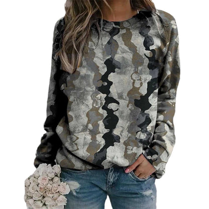 Rendering 3D Digital Printing Long Sleeve Loose Round Neck Sweater