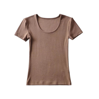 Women's Solid Color Round Neck Pullover Short Sleeve T-shirt