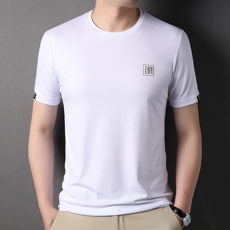 Men's Casual Short-sleeved Bottoming Shirt Round Neck T-shirt Printed Thin Menswear Undershirt