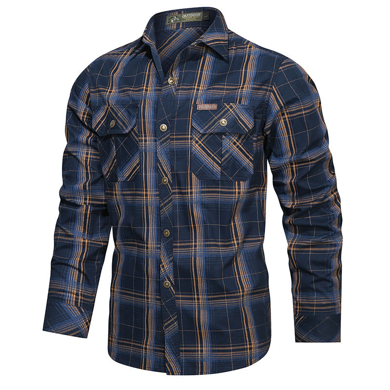 Cotton Plaid Long-sleeved Shirt Artistic