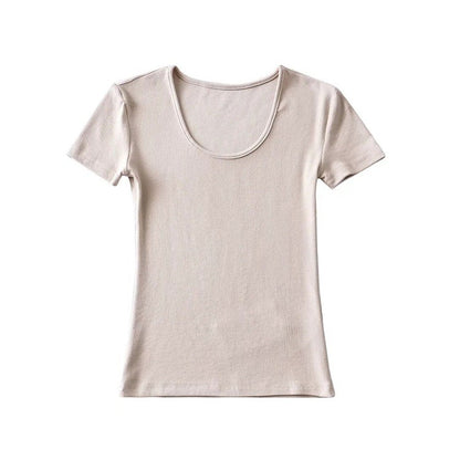 Women's Solid Color Round Neck Pullover Short Sleeve T-shirt