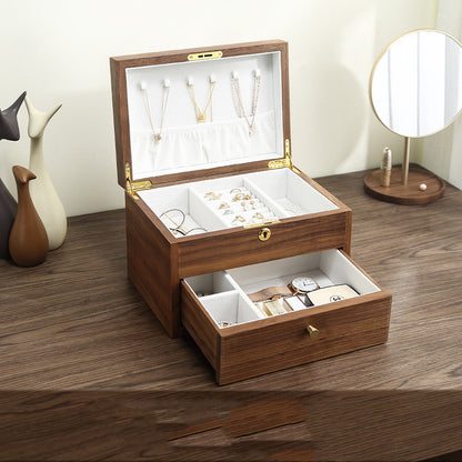 Large Capacity Wooden Jewelry Box With Lock