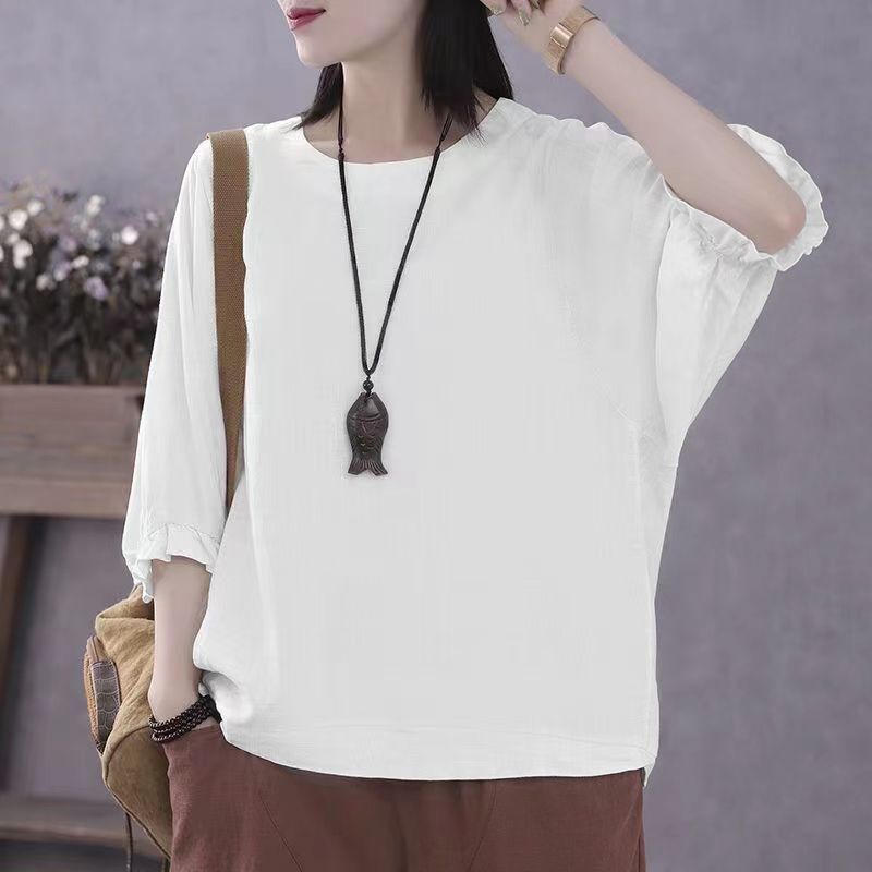 Batwing Sleeve Loose Plus Size T-shirt Summer Tummy Hiding Slimming Short Sleeves