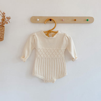 Knitted Romper Puff Sleeve One-Piece Triangle Bag Fart Climb