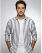 Striped Print Shirt Casual Loose Long-sleeved Shirt Men's Clothing